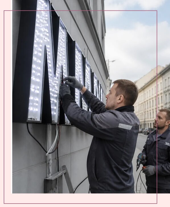 Изготовление и монтаж светодиодных LED вывесок в Великих Луке